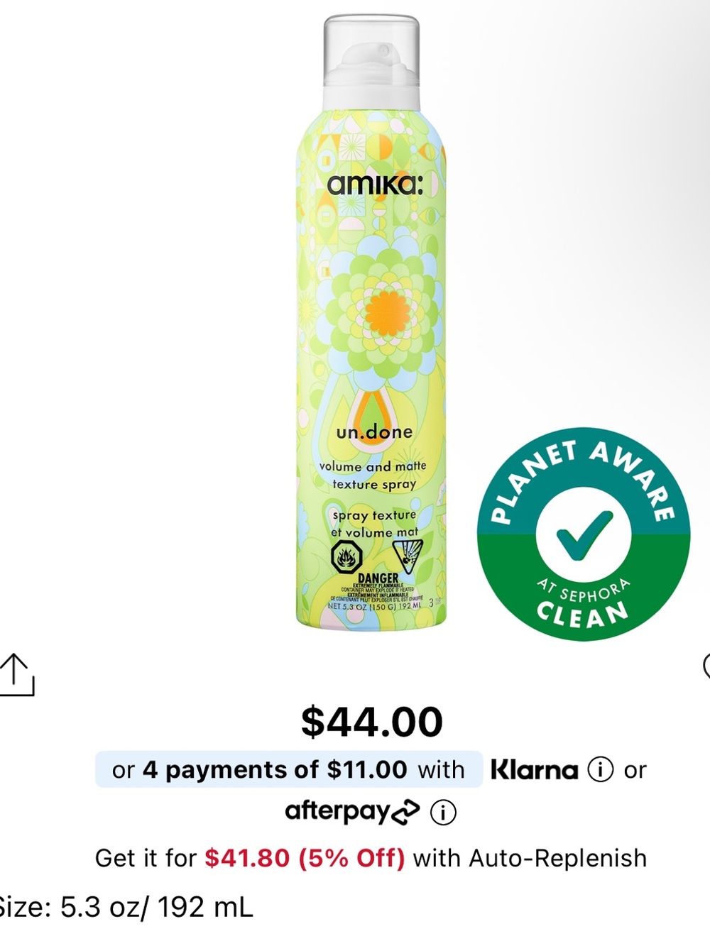 amika un.done Volume & Matte Texture Spray — light green